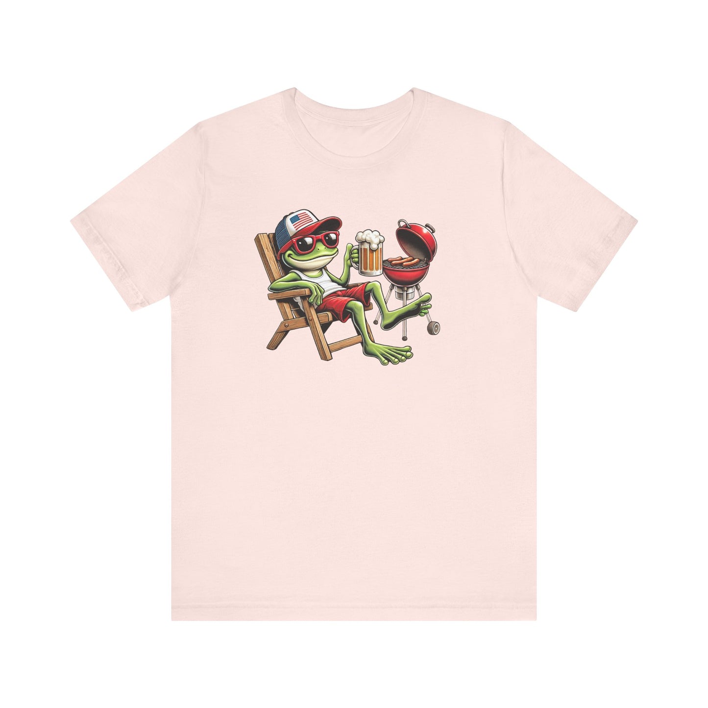 Chillin' Frog Tee - Fun Unisex Jersey Short Sleeve T-Shirt, Summer Vibes, Party Frog, Frog Lovers T-Shirt, Patriotic