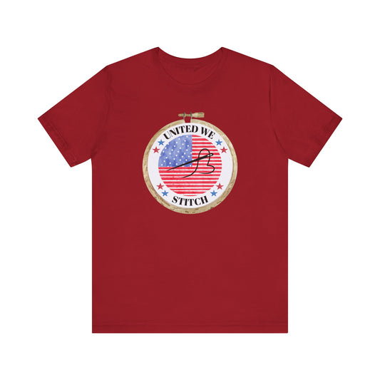 United We Stitch T-Shirt, Cross Stitch Shirt, 4th of July Stitchy Shirt