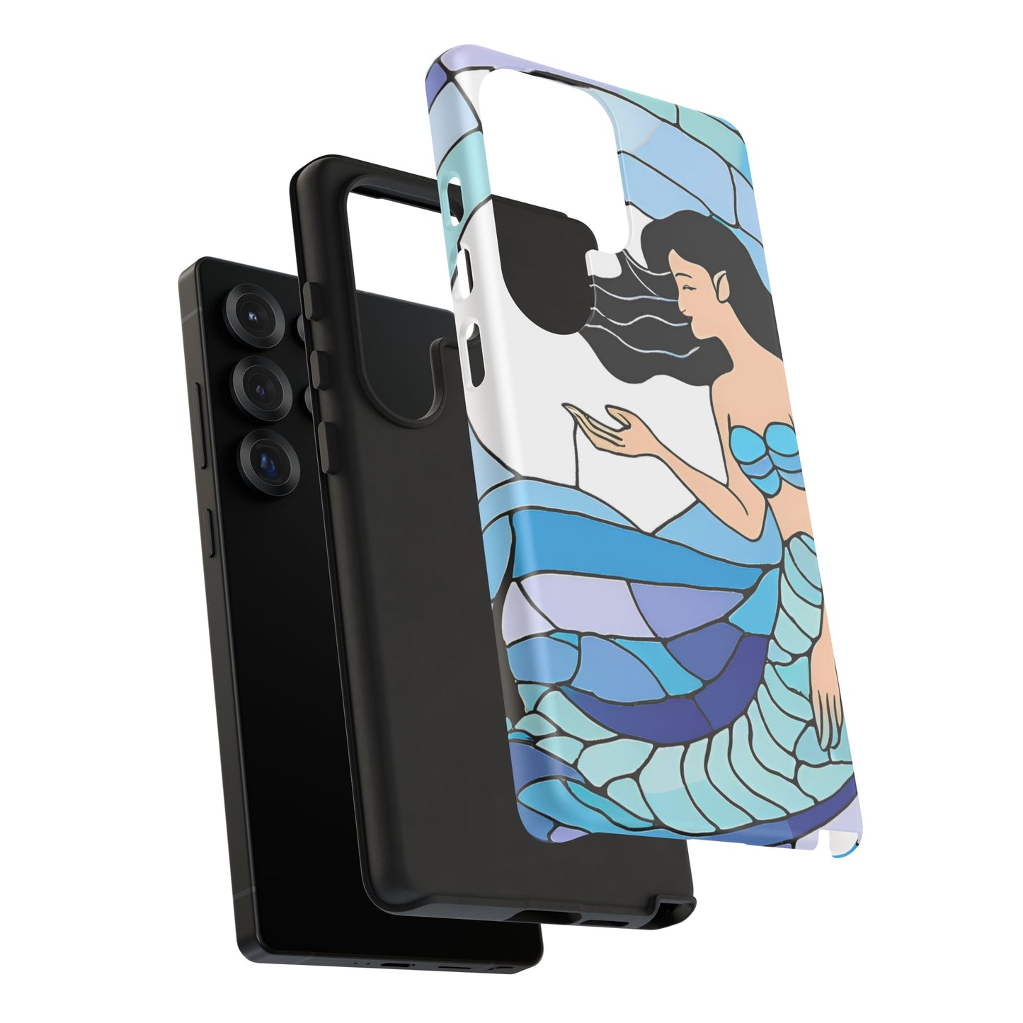 Android Mermaid Phone Case, Unique Stained Glass Design, Samsung Galaxy S22 S23 S24 Ultra, Google Pixel 9 8 7 6 pro case accessories