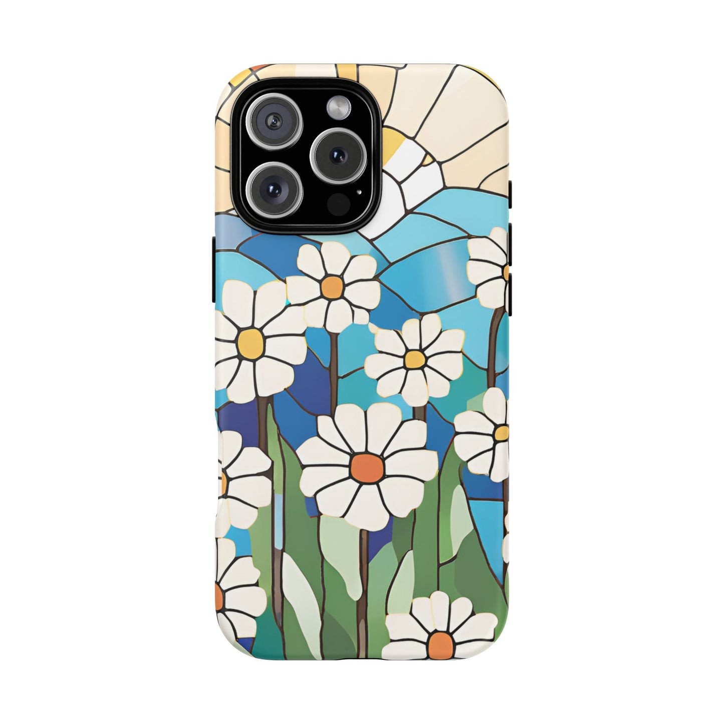 Stained Glass Floral iPhone Case, Tough Cases, Boho Chic Style, Spring Accessory, iPhone Case, iPhone 16 15 14 13 12 11 pro max
