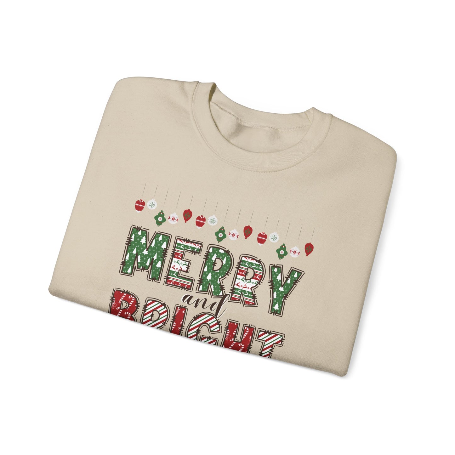 Christmas T-Shirt, Merry and Bright. Crewneck, Sweatshirt