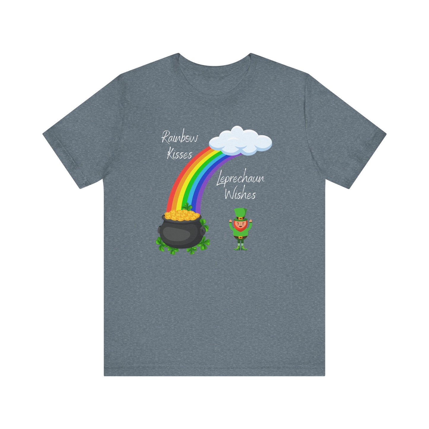 St. Patrick's Day, Rainbow, Leprechaun, Pot of Gold, Wishes, Kisses, Love, Lucky, Green, T-Shirt, Unisex