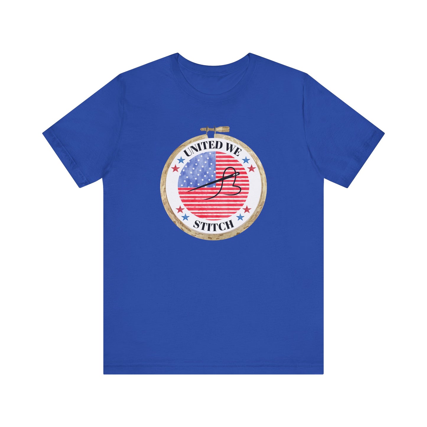 United We Stitch T-Shirt, Cross Stitch Shirt, 4th of July Stitchy Shirt