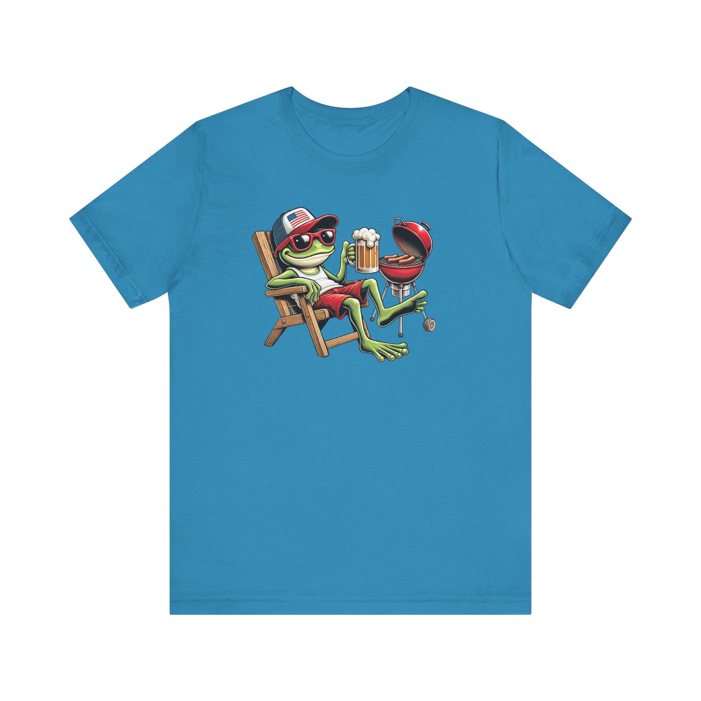 Chillin' Frog Tee - Fun Unisex Jersey Short Sleeve T-Shirt, Summer Vibes, Party Frog, Frog Lovers T-Shirt, Patriotic