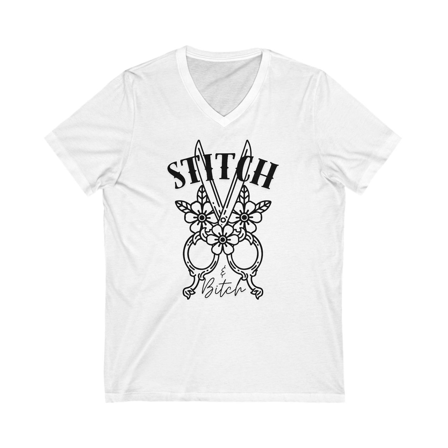 Stitch & Bitch V-Neck Tee, Unisex Tee