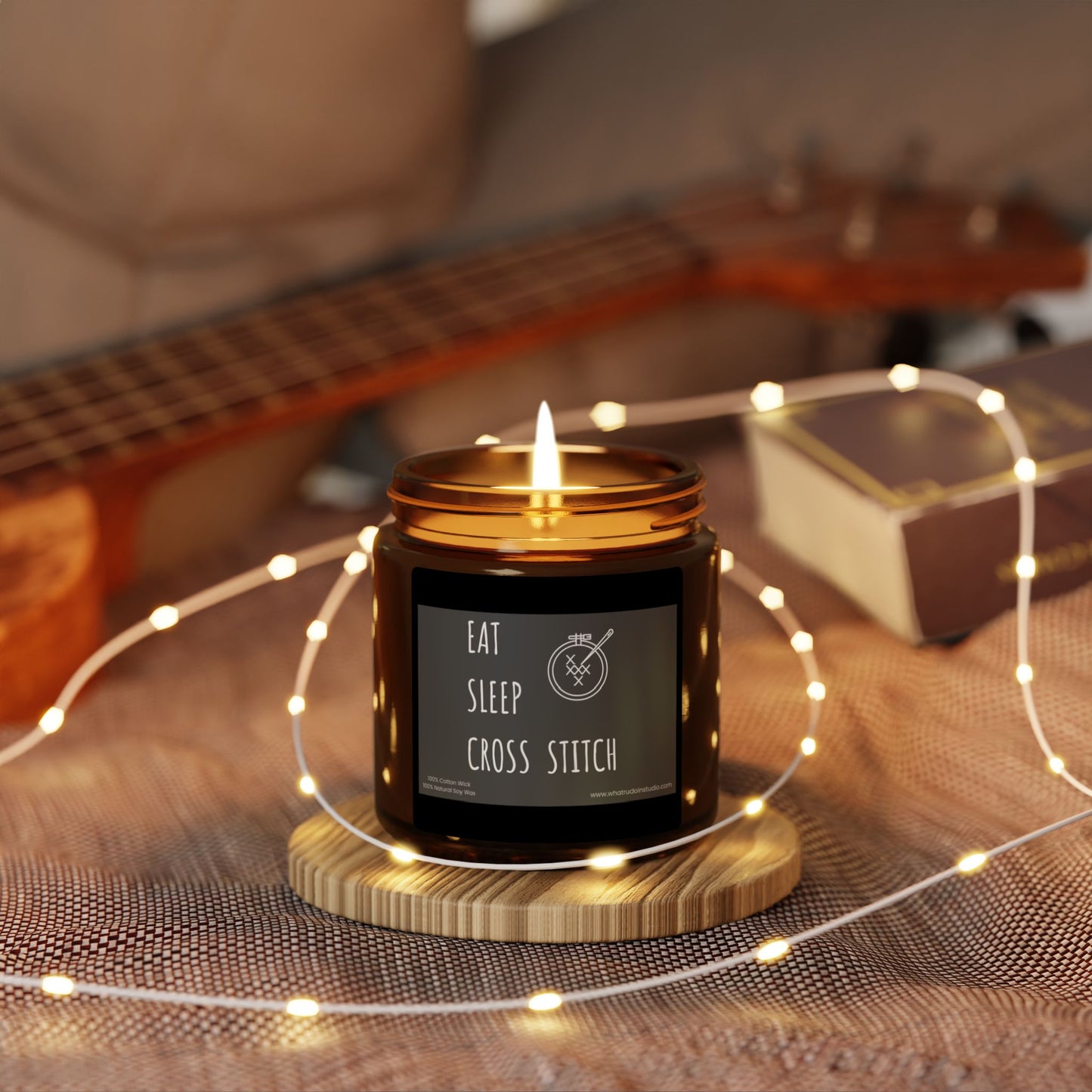 Eat, Sleep, Cross Stitch Scented or Unscented Soy Candle, Cross Stitch Candle, Stitchy Candle Gift