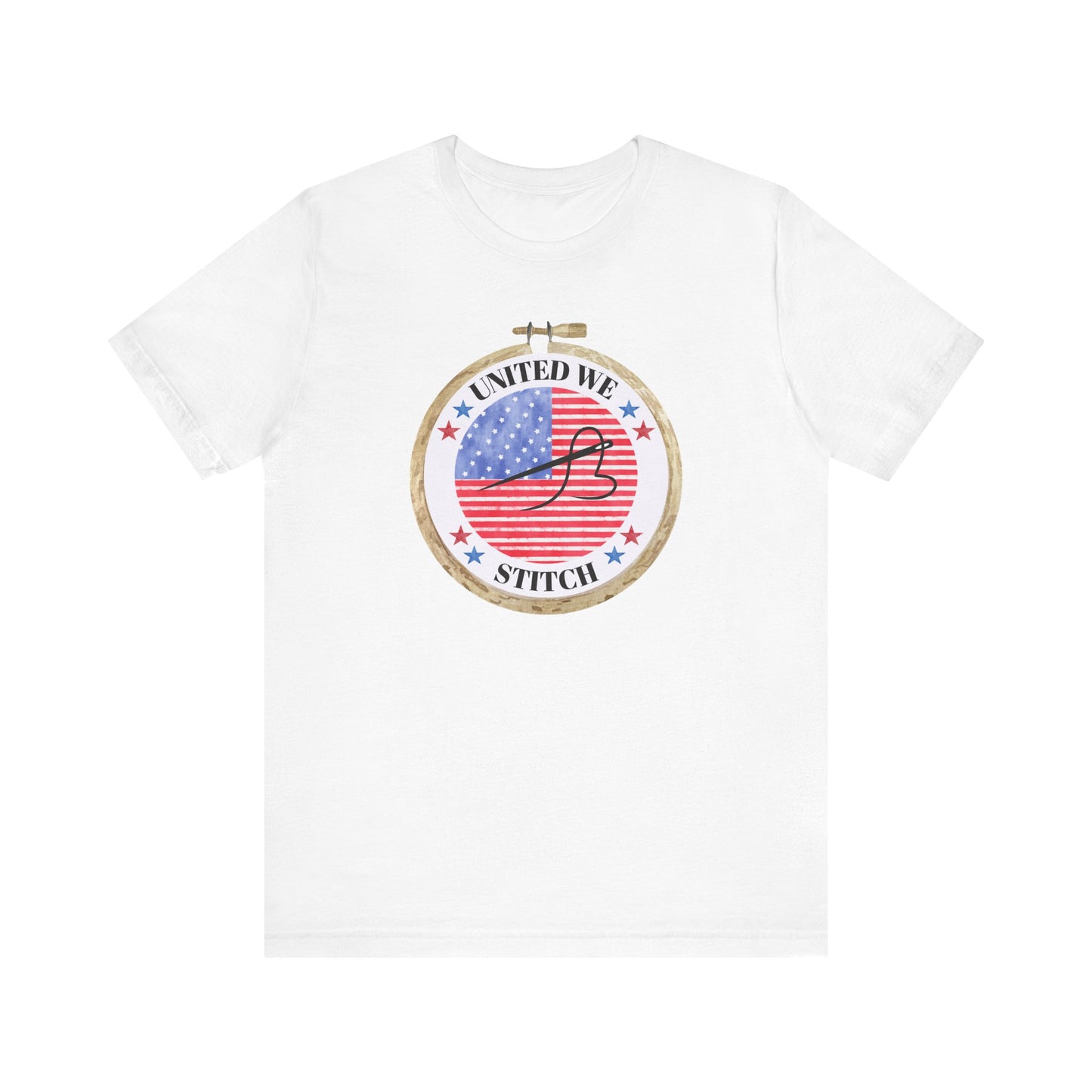 United We Stitch T-Shirt, Cross Stitch Shirt, 4th of July Stitchy Shirt