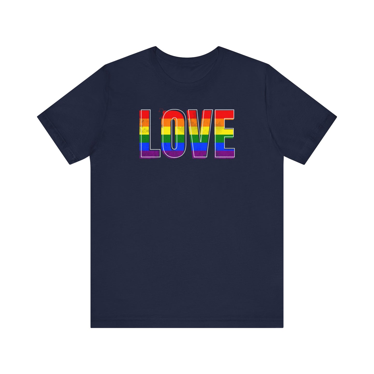 Rainbow Love Unisex Tee, Pride Shirt, Casual Wear, Gift for LGBTQ+ Supporters, Festival Apparel