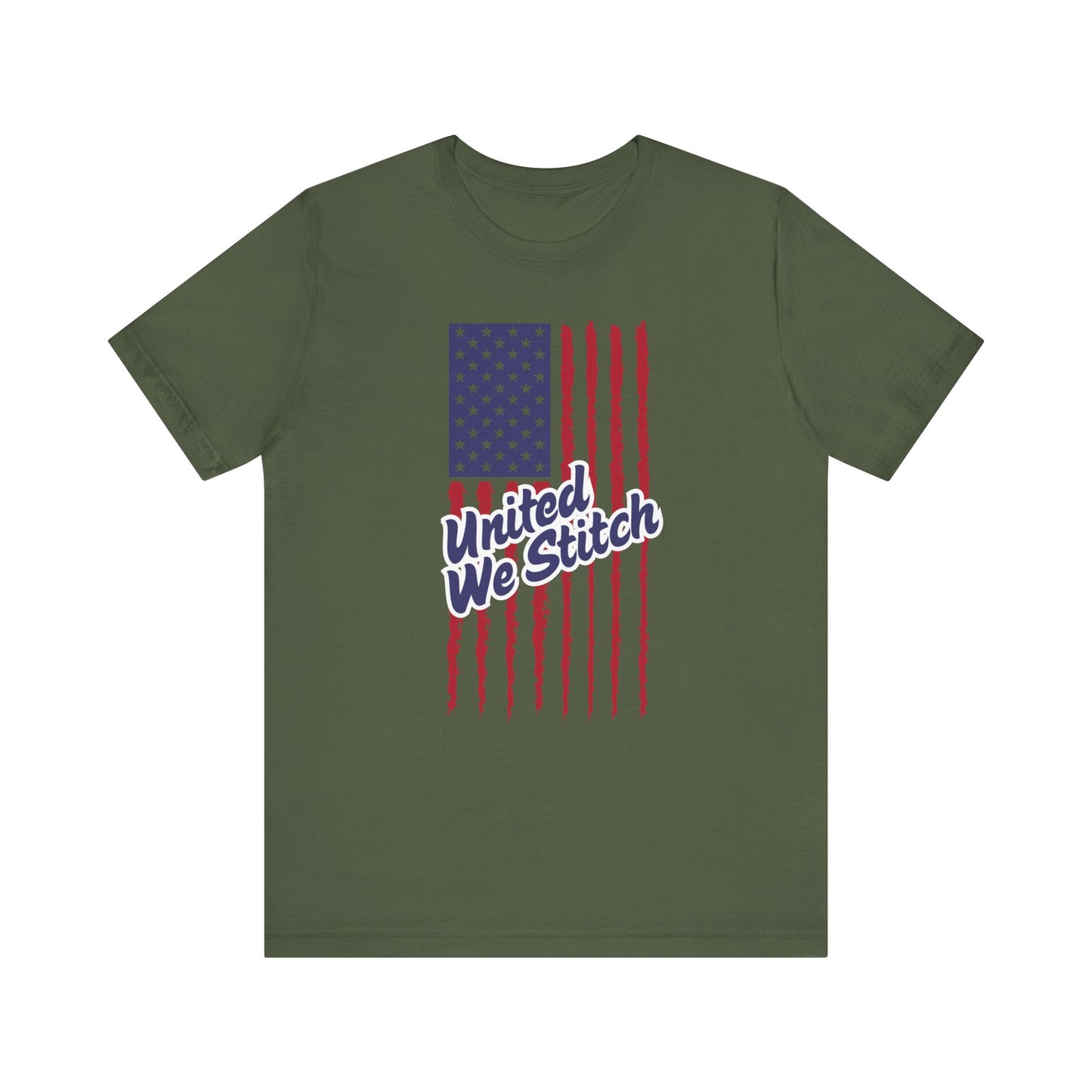 United We Stitch T-Shirt, 4th of July Tee, Independence Day, American Flag T-Shirt