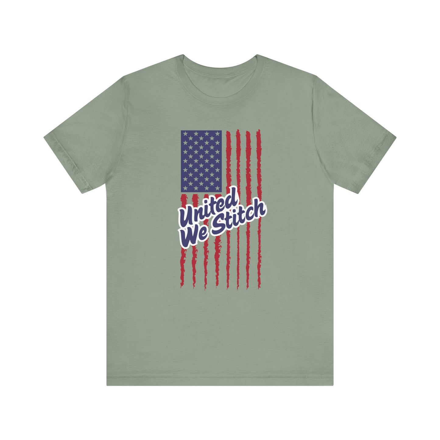 United We Stitch T-Shirt, 4th of July Tee, Independence Day, American Flag T-Shirt
