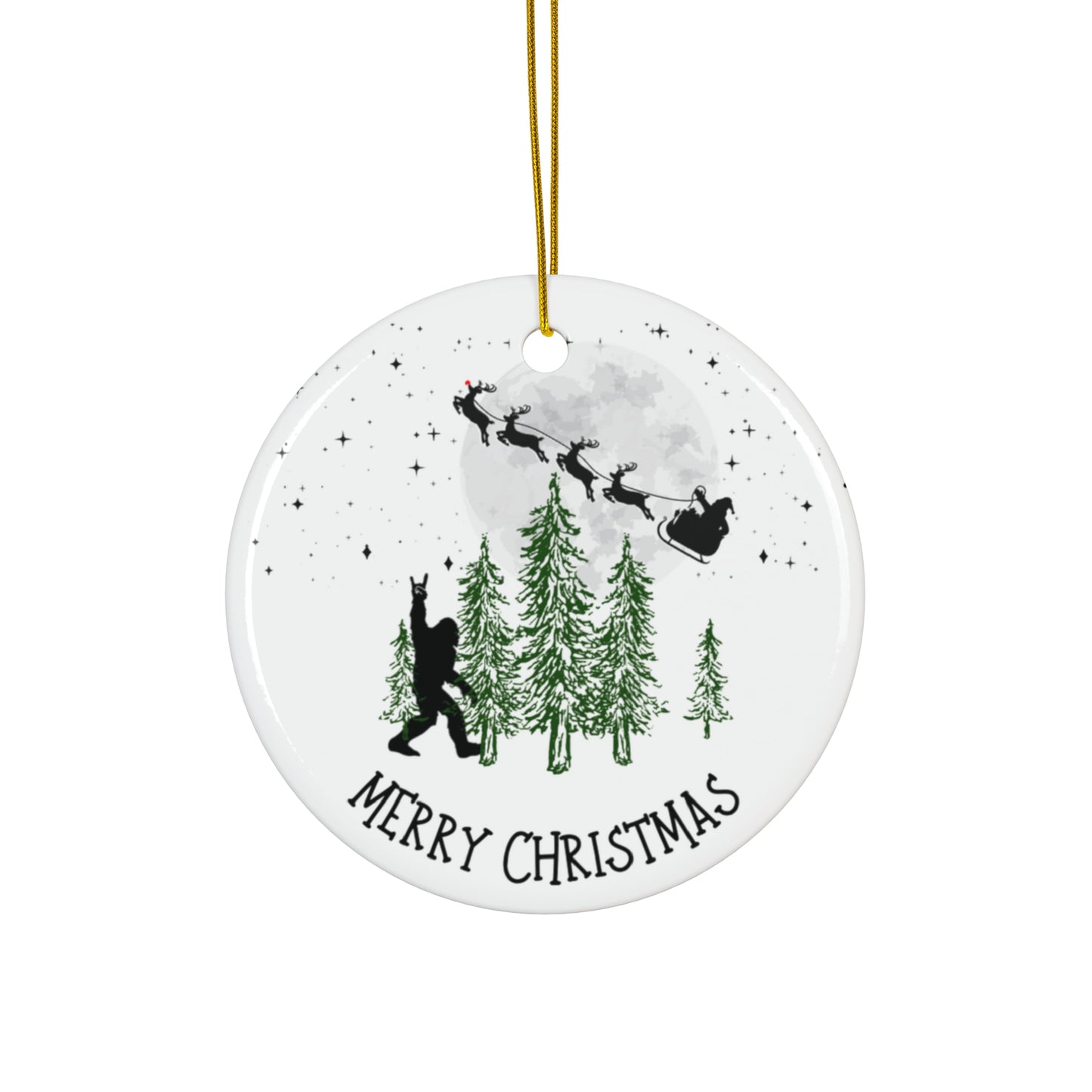 Big Foot, Christmas, Ceramic Ornament, Santa, Reindeer, Rudolph