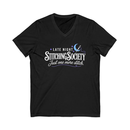 Stitching Society, Moon and Stars T-Shirt, V-Neck, White Font