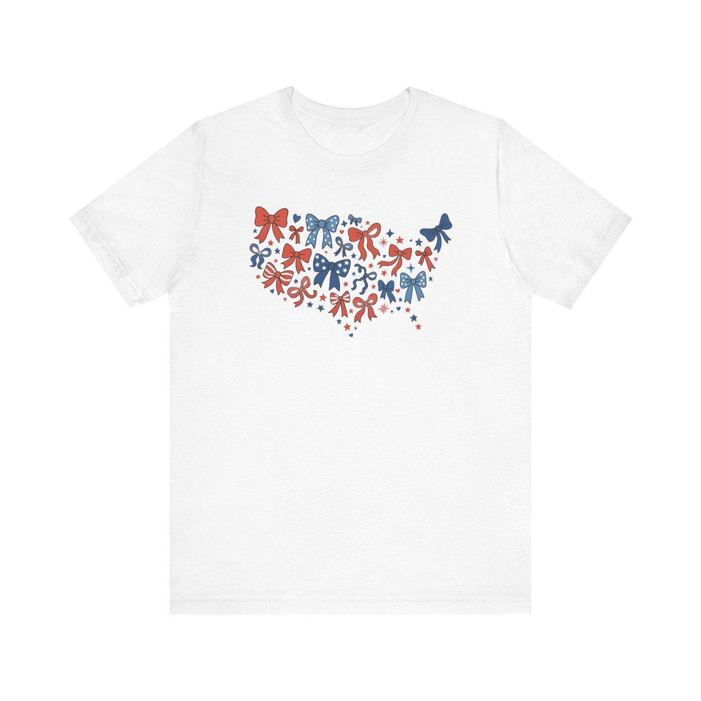 Patriotic Bow Graphic Tee, Summer Fashion, 4th of July Shirt, Gift for Her, Fun Casual Wear