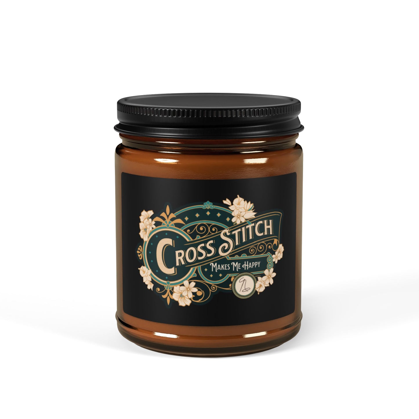 Cross Stitch Makes Me Happy, Scented Soy Candle, Relaxing Fragrance for Home Decor, Eco-Friendly Gift for Crafters