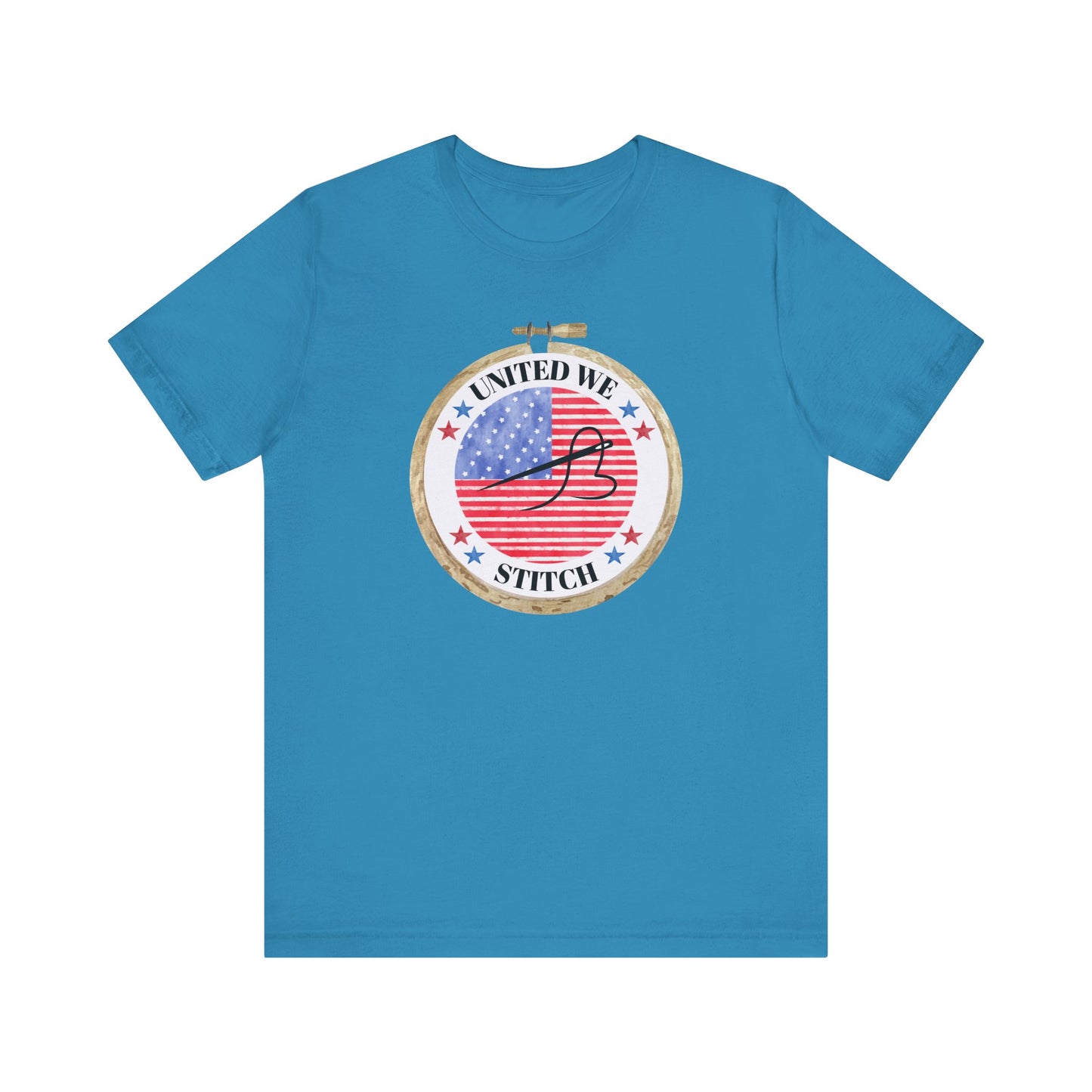 United We Stitch T-Shirt, Cross Stitch Shirt, 4th of July Stitchy Shirt