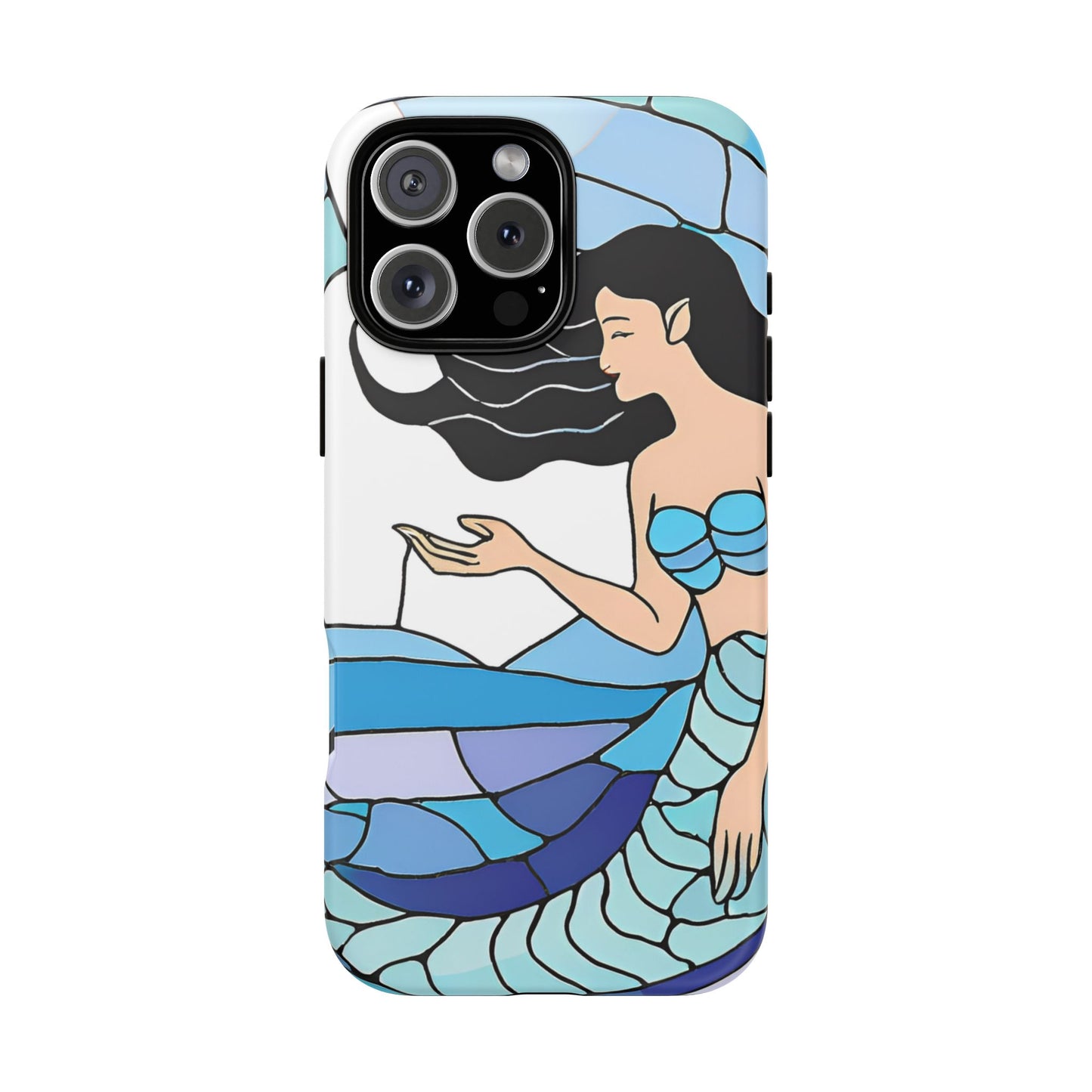 Mermaid Phone Case - Ocean Vibes - Unique Stained Glass Design, Tough Case for Beach Lovers, iPhone 16 15 14 13 12 pro max, Accessories