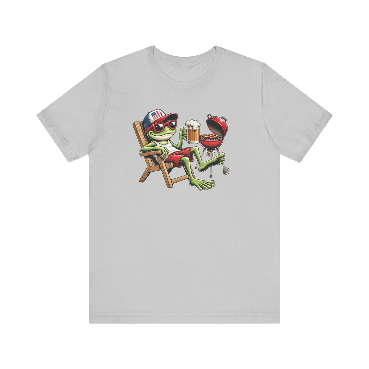 Chillin' Frog Tee - Fun Unisex Jersey Short Sleeve T-Shirt, Summer Vibes, Party Frog, Frog Lovers T-Shirt, Patriotic