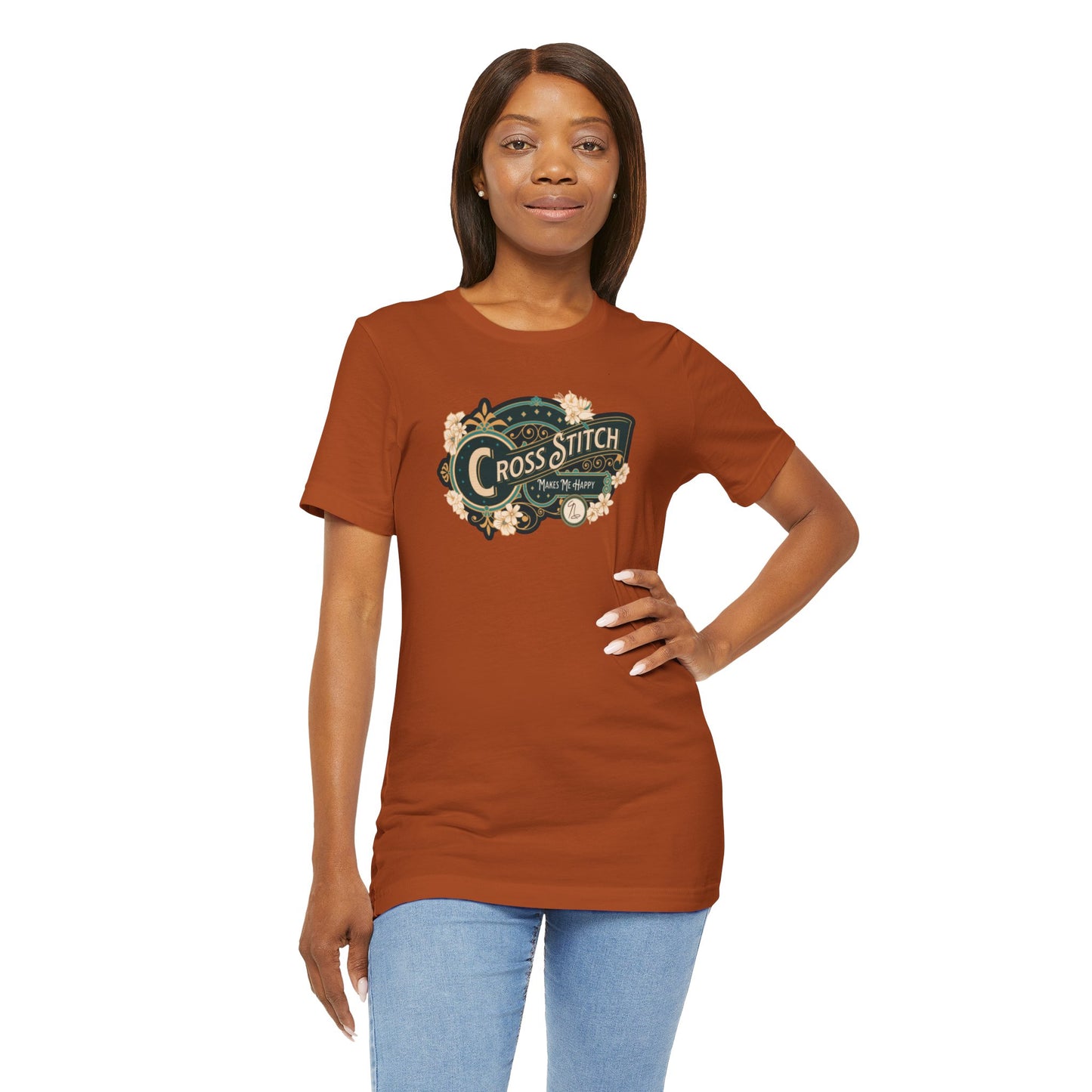 Cross Stitch Makes Me Happy, Unisex, T-Shirt