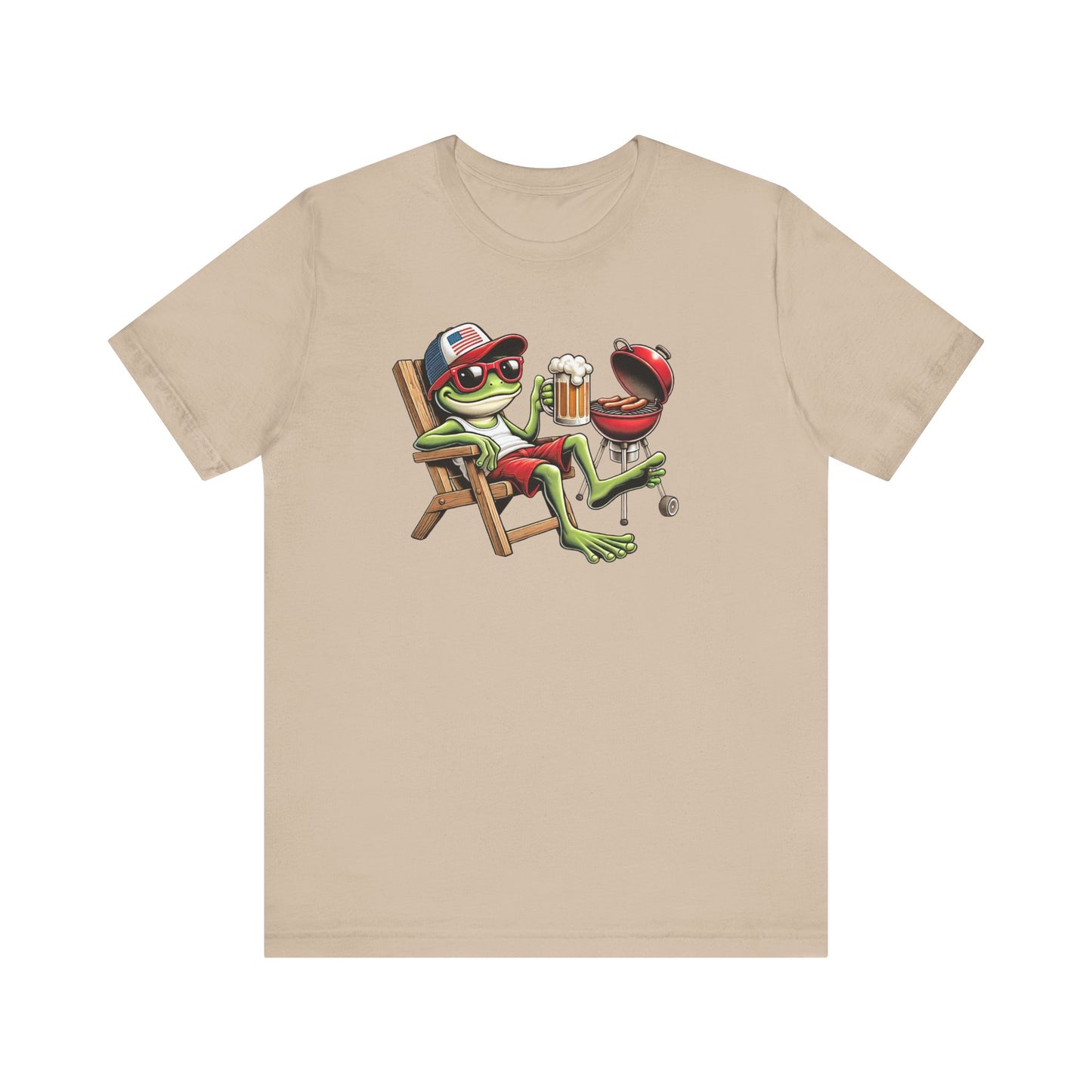 Chillin' Frog Tee - Fun Unisex Jersey Short Sleeve T-Shirt, Summer Vibes, Party Frog, Frog Lovers T-Shirt, Patriotic
