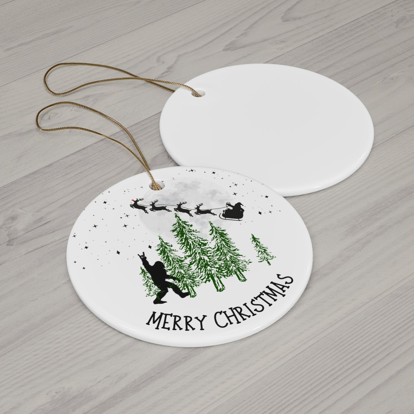 Big Foot, Christmas, Ceramic Ornament, Santa, Reindeer, Rudolph