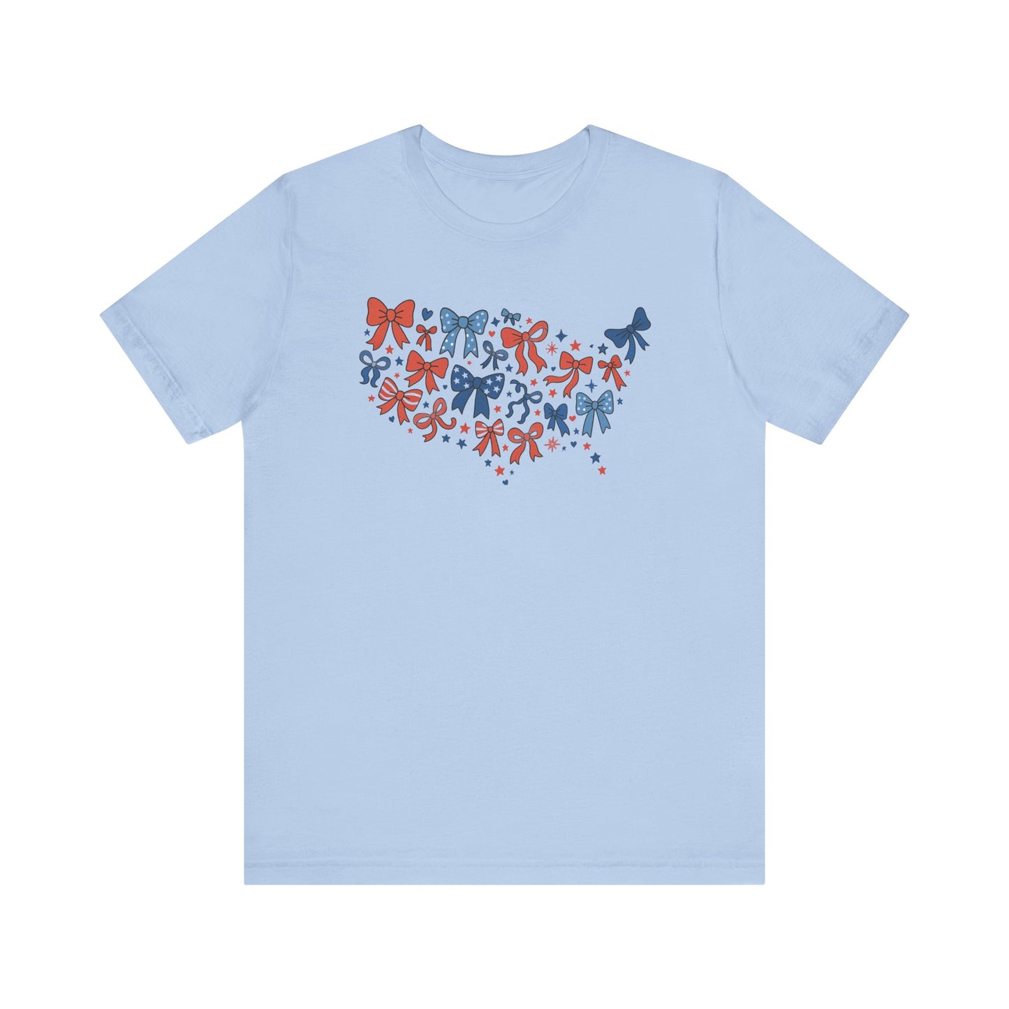 Patriotic Bow Graphic Tee, Summer Fashion, 4th of July Shirt, Gift for Her, Fun Casual Wear