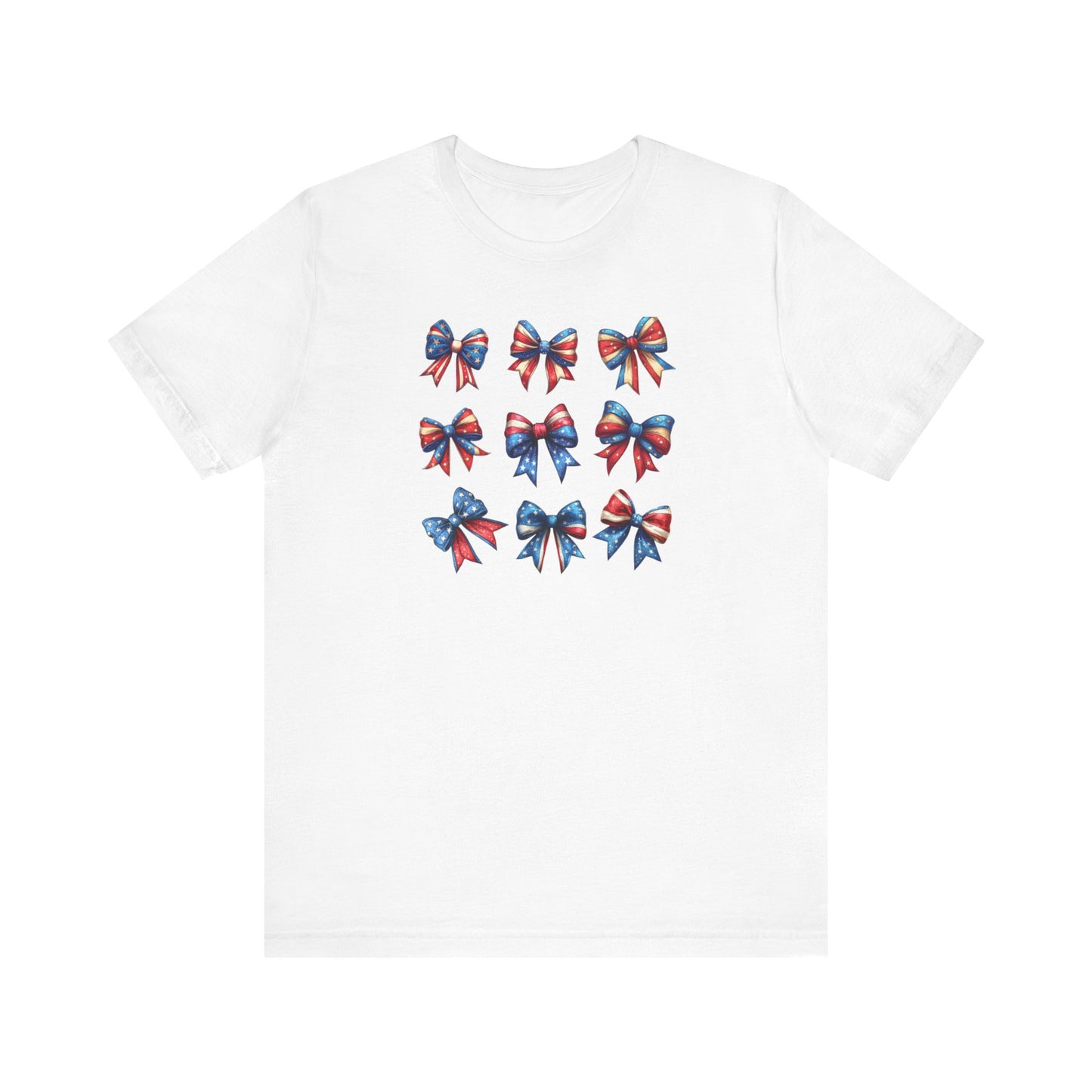 Patriotic Bows Tee, Unisex Jersey T-Shirt, 4th of July Shirt, Red White and Blue Top