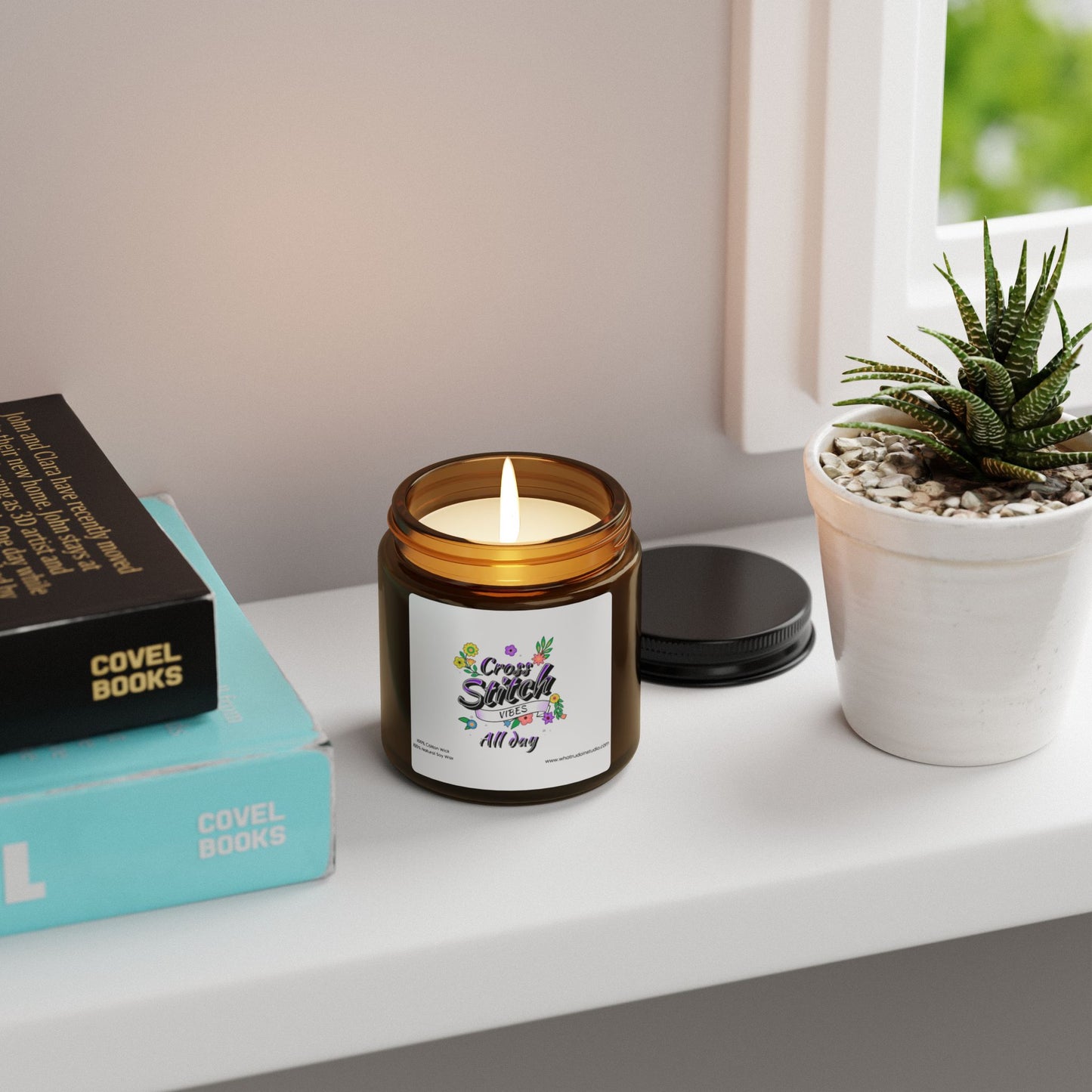 Cross Stitch Vibes All Day Scented or Unscented Soy Candle, Cross Stitch Candle, Stitchy Candle Gift