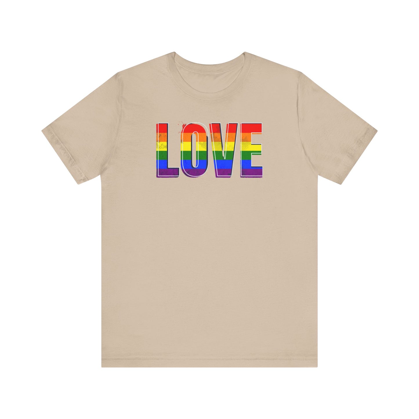 Rainbow Love Unisex Tee, Pride Shirt, Casual Wear, Gift for LGBTQ+ Supporters, Festival Apparel
