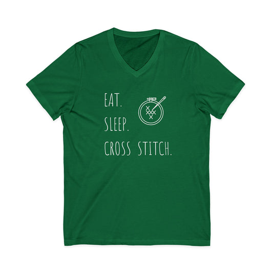 Eat. Sleep. Cross Stitch. - Cross Stitch Lovers V-Neck Tee