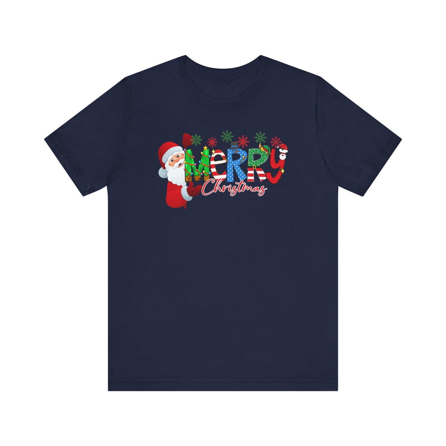 Merry Christmas, Peeking, Santa, Holiday, T-Shirt, Unisex Jersey Short Sleeve Tee