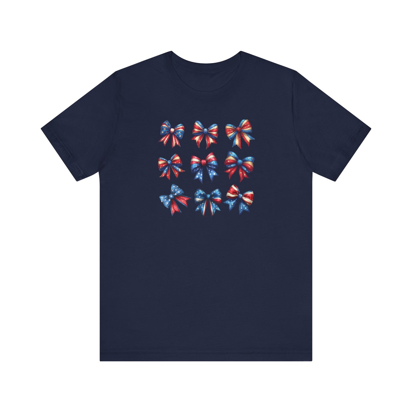 Patriotic Bows Tee, Unisex Jersey T-Shirt, 4th of July Shirt, Red White and Blue Top