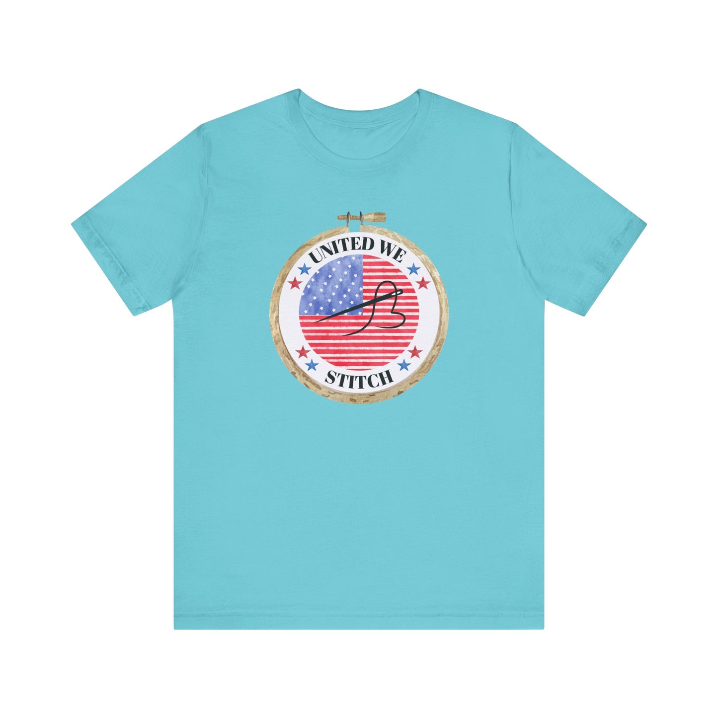 United We Stitch T-Shirt, Cross Stitch Shirt, 4th of July Stitchy Shirt