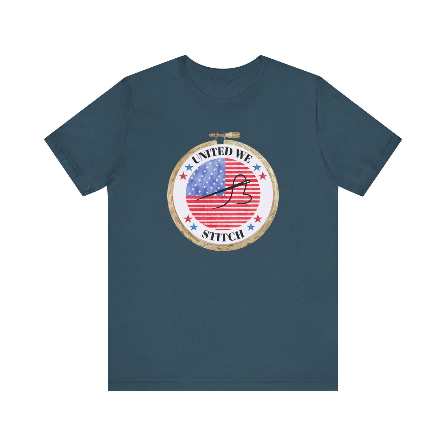 United We Stitch T-Shirt, Cross Stitch Shirt, 4th of July Stitchy Shirt