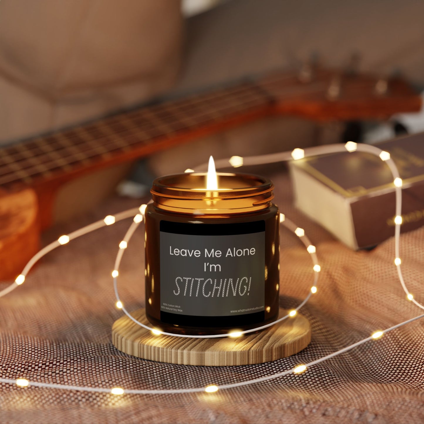 Leave Me Alone I'm Stitching, Cross Stitch Scented or Unscented Soy Candle, Cross Stitch Candle, Stitchy Candle Gift