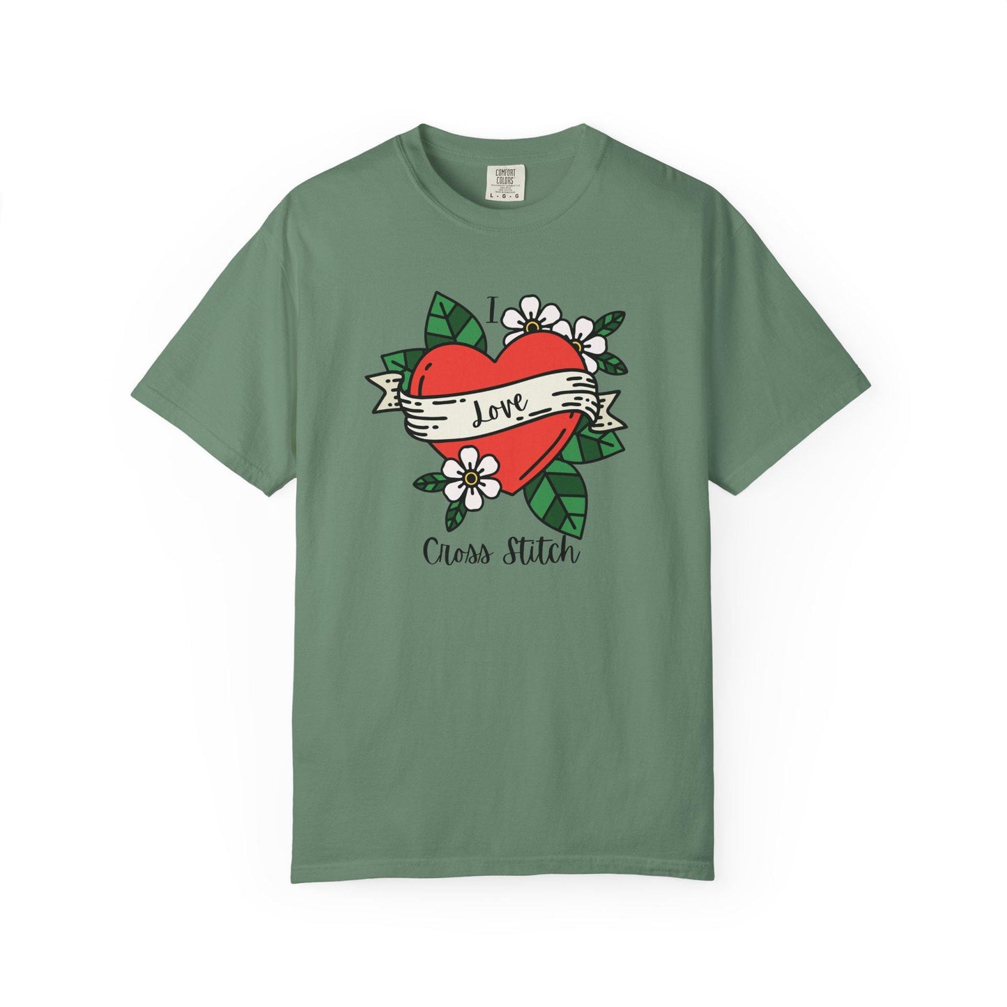I Love Cross Stitch Unisex Garment-Dyed T-Shirt, Cross Stitch Shirt