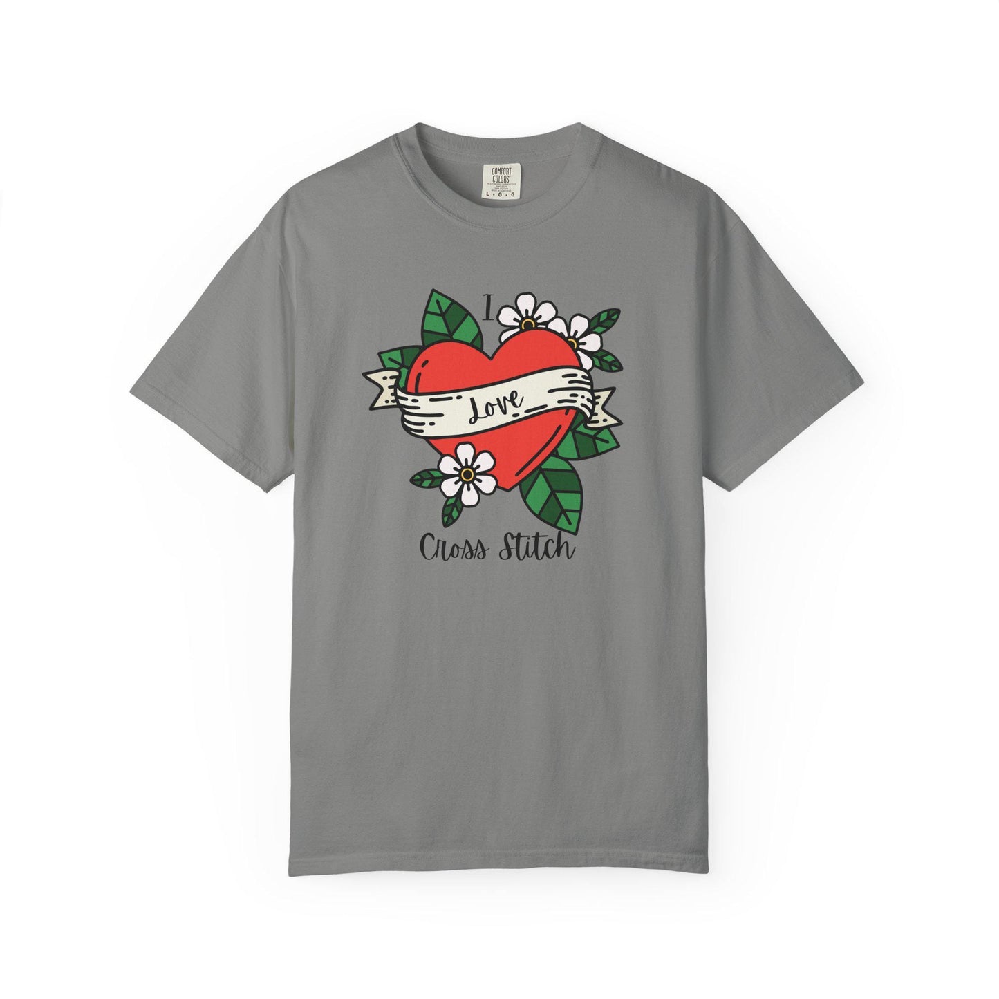 I Love Cross Stitch Unisex Garment-Dyed T-Shirt, Cross Stitch Shirt