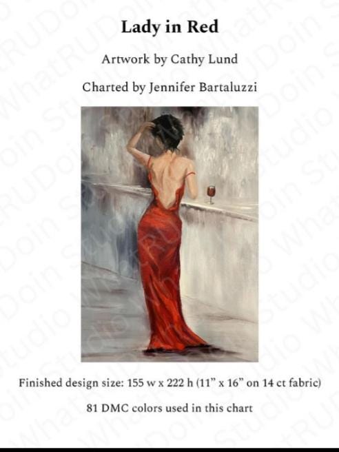Lady in Red, Cathy Lund, Cross Stitch Chart, Cross Stitch Pattern, Pattern Only, Paper Pattern