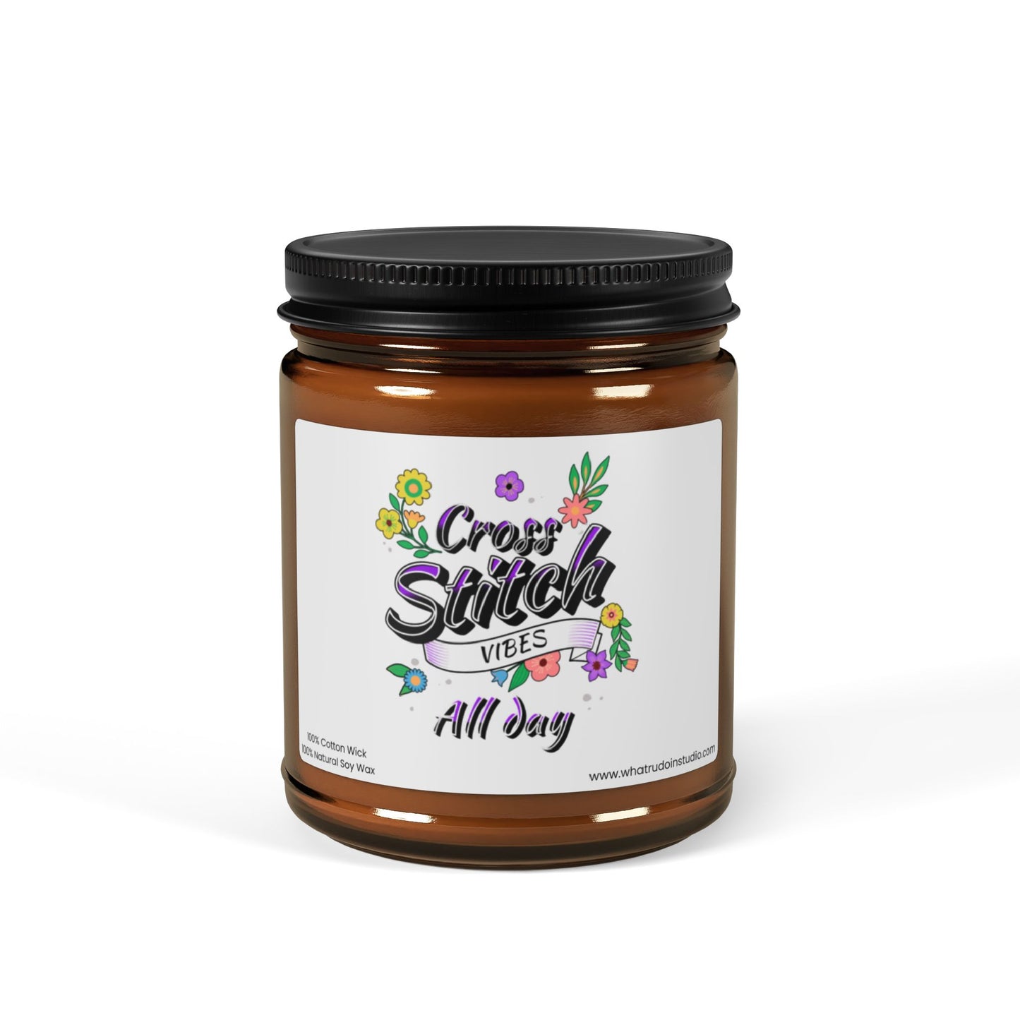 Cross Stitch Vibes All Day Scented or Unscented Soy Candle, Cross Stitch Candle, Stitchy Candle Gift