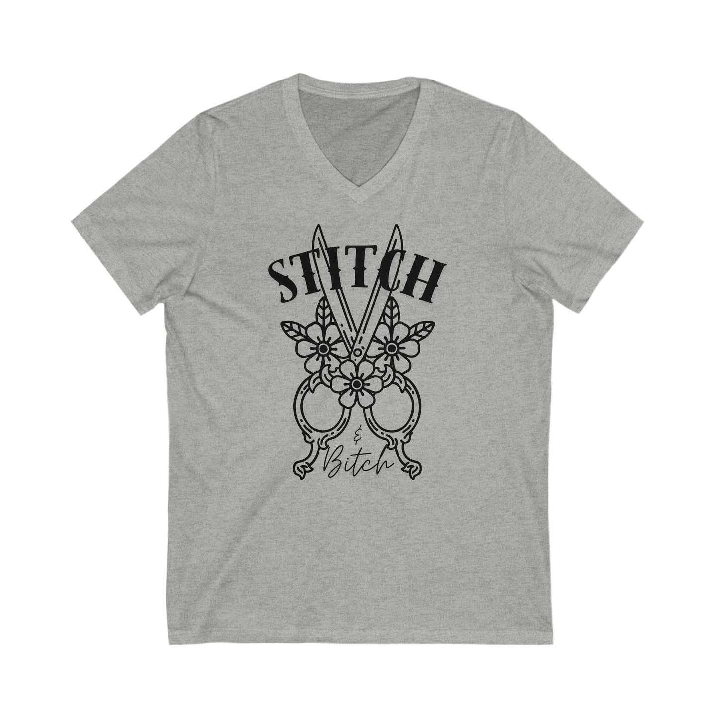 Stitch & Bitch V-Neck Tee, Unisex Tee