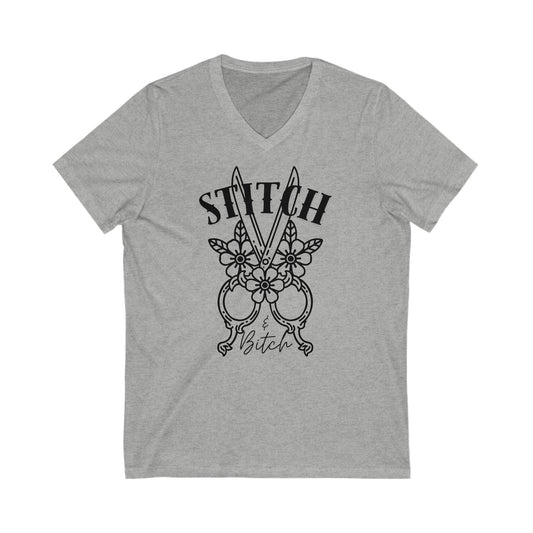 Stitch & Bitch V-Neck Tee, Unisex Tee