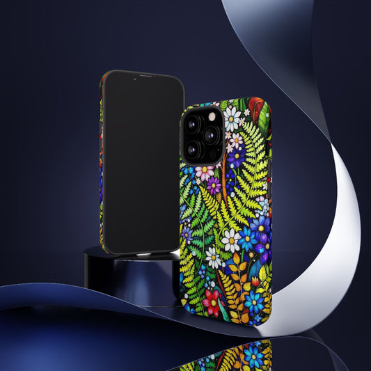 iPhone Floral Phone Case, Fern, Flowers, Vibrant Tough Case, Protective Cover for iPhone, iPhone 16 15 14 13 12 11 pro max, iPhone Accessory