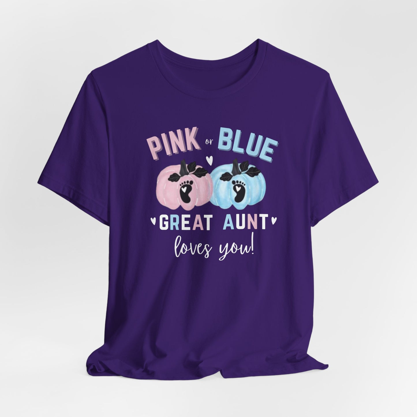 Great Aunt Pink Blue Love Tee, Unisex T-Shirt, Great Aunt Gift, Baby Gender Reveal, Cute Aunt Shirt