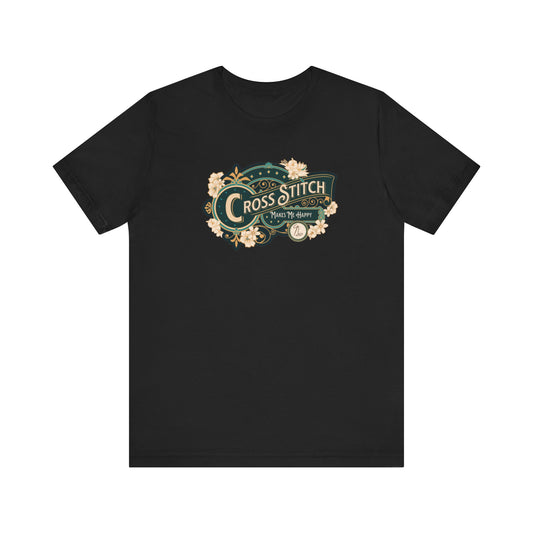 Cross Stitch Makes Me Happy, Unisex, T-Shirt