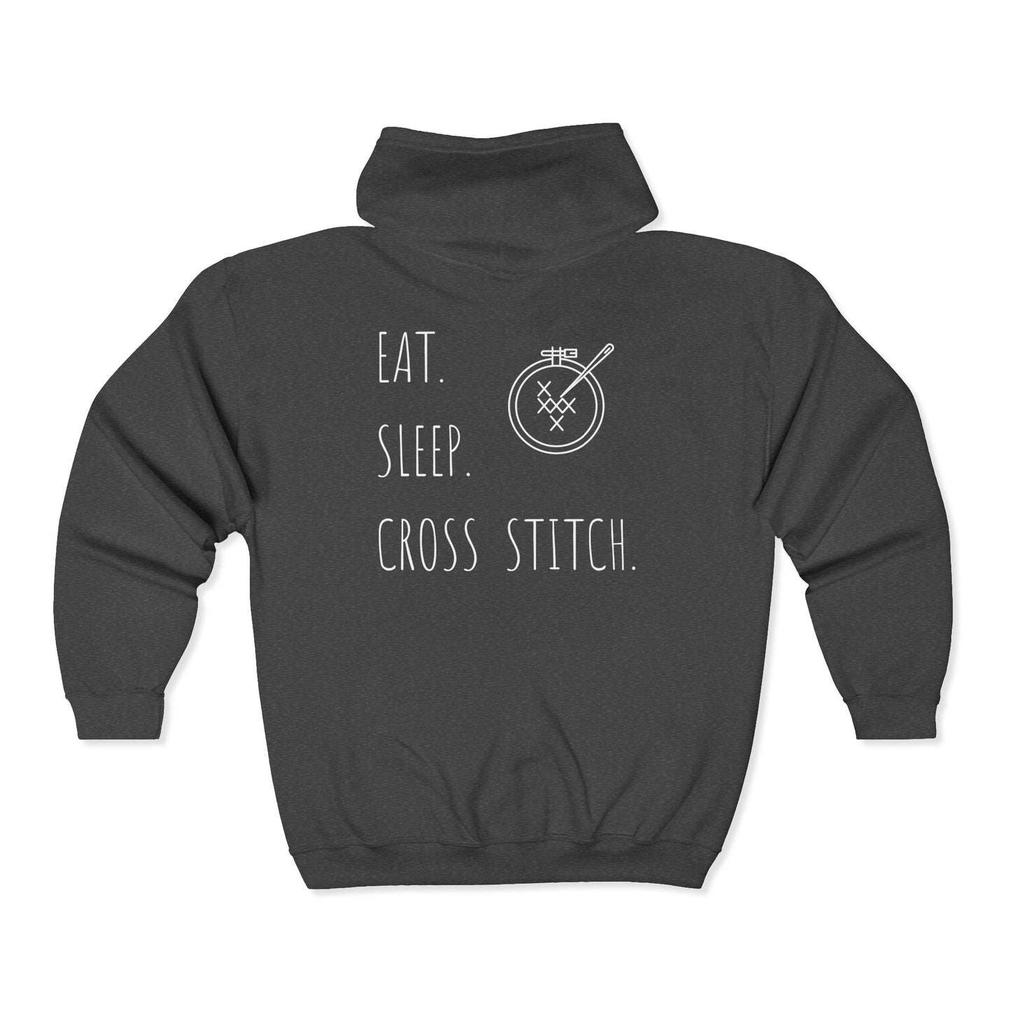 Eat. Sleep. Cross Stitch - Zip Hoodie, Heavyweight Hoodie