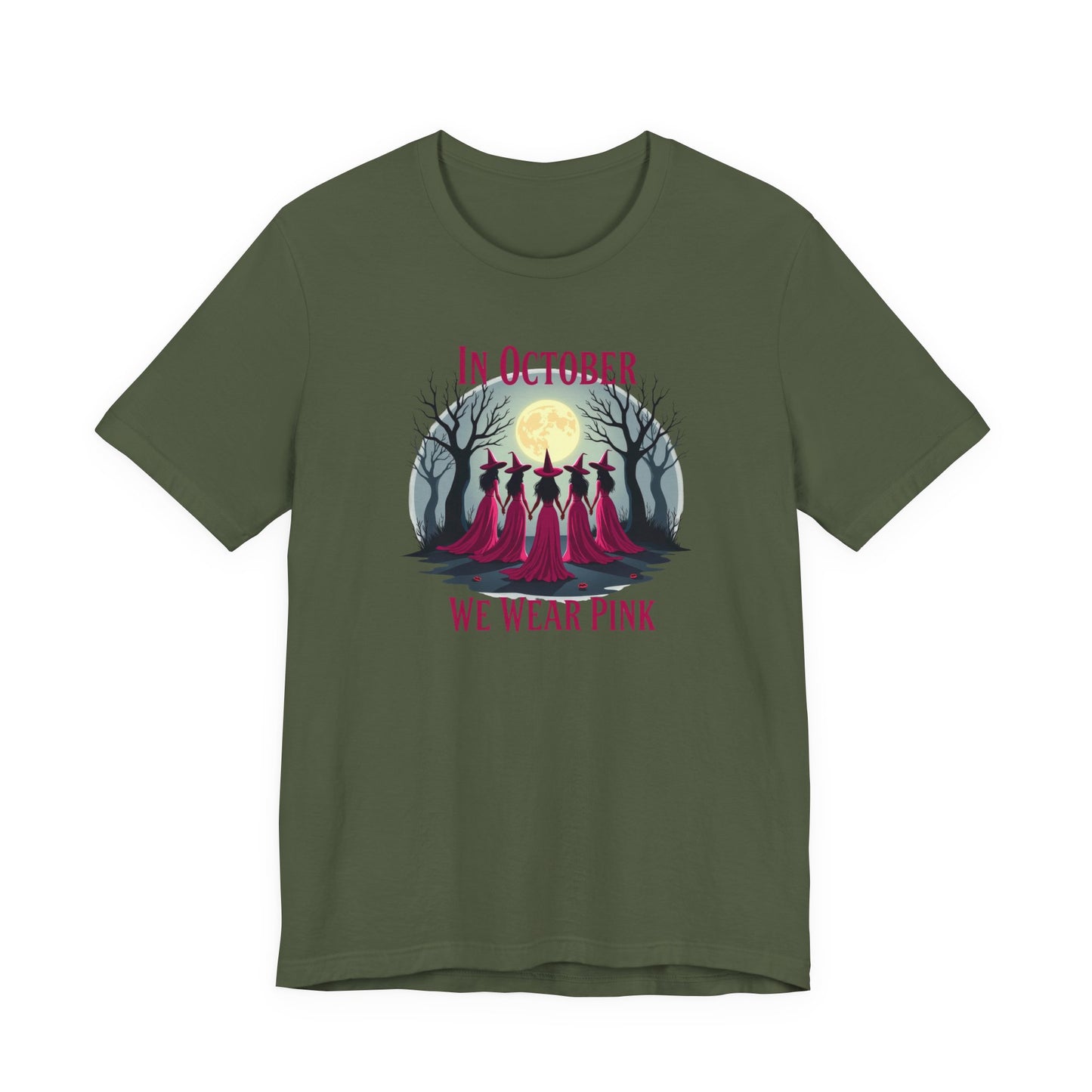 Breast Cancer Awareness Tee - In October We Wear Pink, Support T-Shirt, Halloween Themed Breast Cancer Awareness Tee