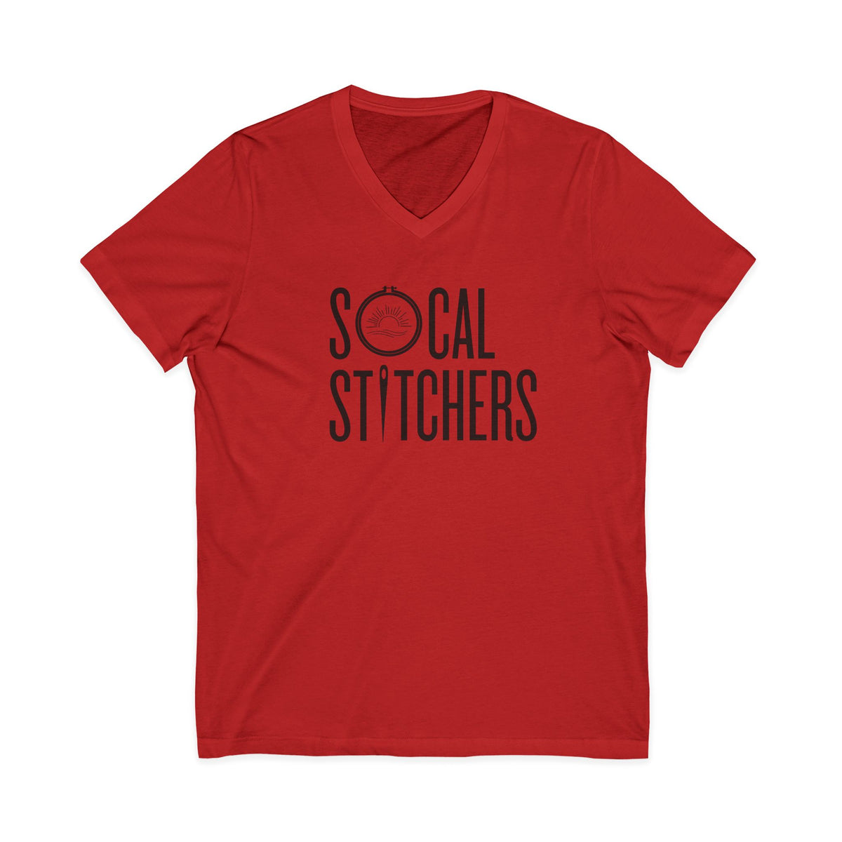 So Cal Stitchers Unisex Short Sleeve V-Neck Tee - Black Font