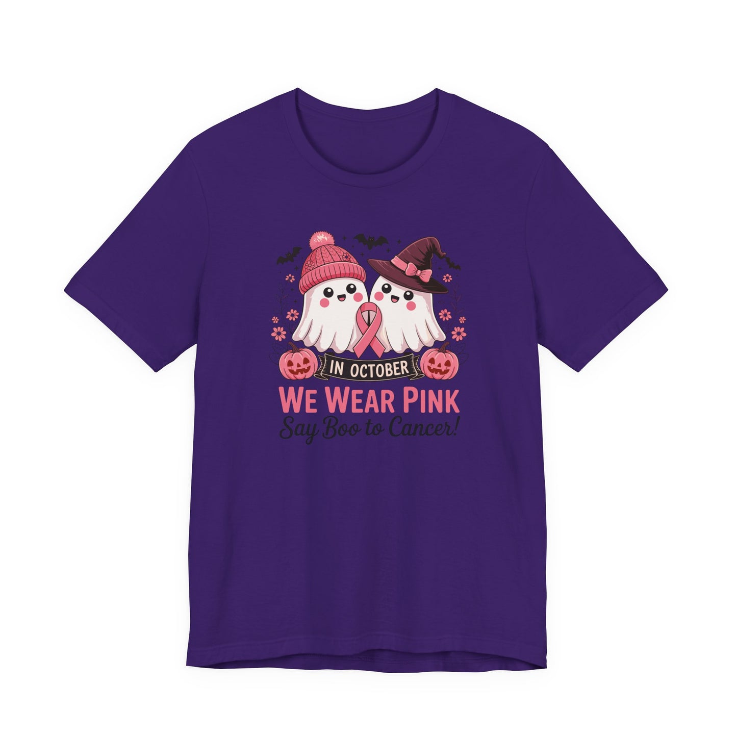 Breast Cancer Awareness Tee - In October We Wear Pink, Support T-Shirt, Halloween Themed Breast Cancer Awareness Tee, Boo to Cancer