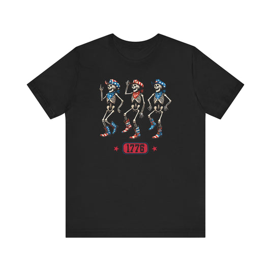 Patriotic Skeleton Tee for Independence Day Celebrations, Unisex Graphic Shirt, Casual Summer Wear, July 4th Outfit, Fun Tees