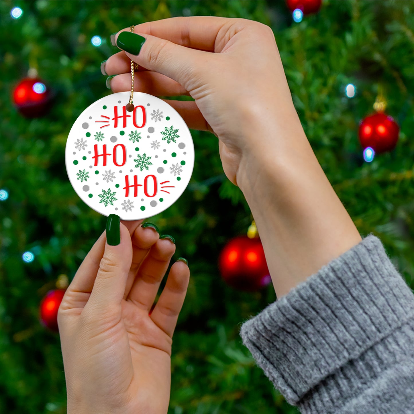 Ho Ho Ho, Christmas, Ceramic Ornament, Holidays, Santa