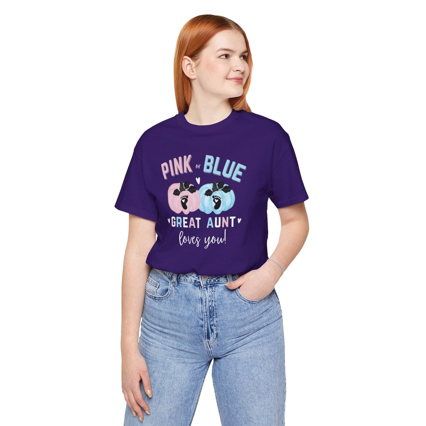 Great Aunt Pink Blue Love Tee, Unisex T-Shirt, Great Aunt Gift, Baby Gender Reveal, Cute Aunt Shirt